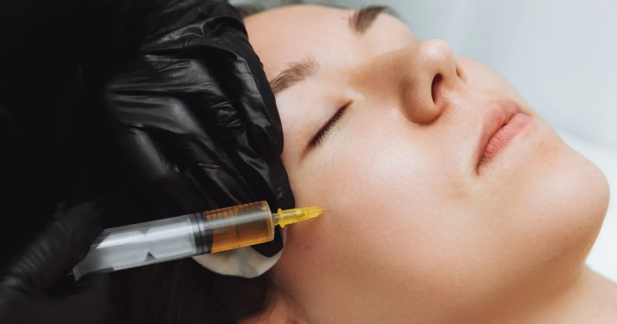 Patient receiving facial PRF Injections for skin rejuvenation in Bend, OR
